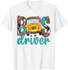 Floral Leopard Bus Driver Back To School Cute Present Unisex T-Shirt