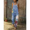 Pantalones con pechera, monos con estampado de flores, pantalones vaqueros azules, mameluco para mujer, pantalones con pechera de mezclilla, monos largos sexis