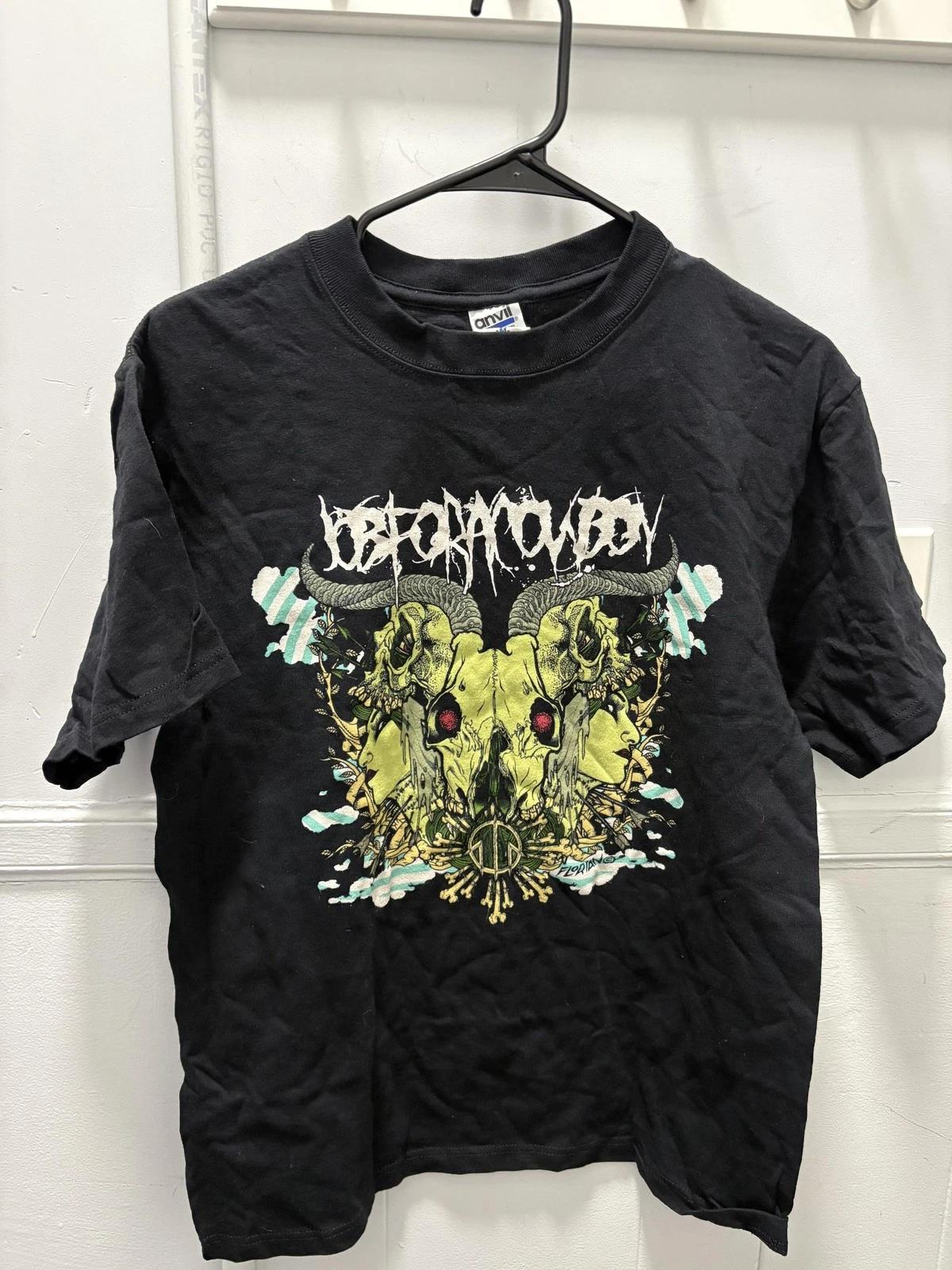 Job For A Cowboy Shirt Mens Medium Black Goat Skull Graphic Metal Anvil Tee 2XL