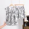 Women's Summer New Sweet Fly Side Cotton Short-sleeved Shorts Suit Large Size Loose Leisure Rayon Home Wear Pajamas