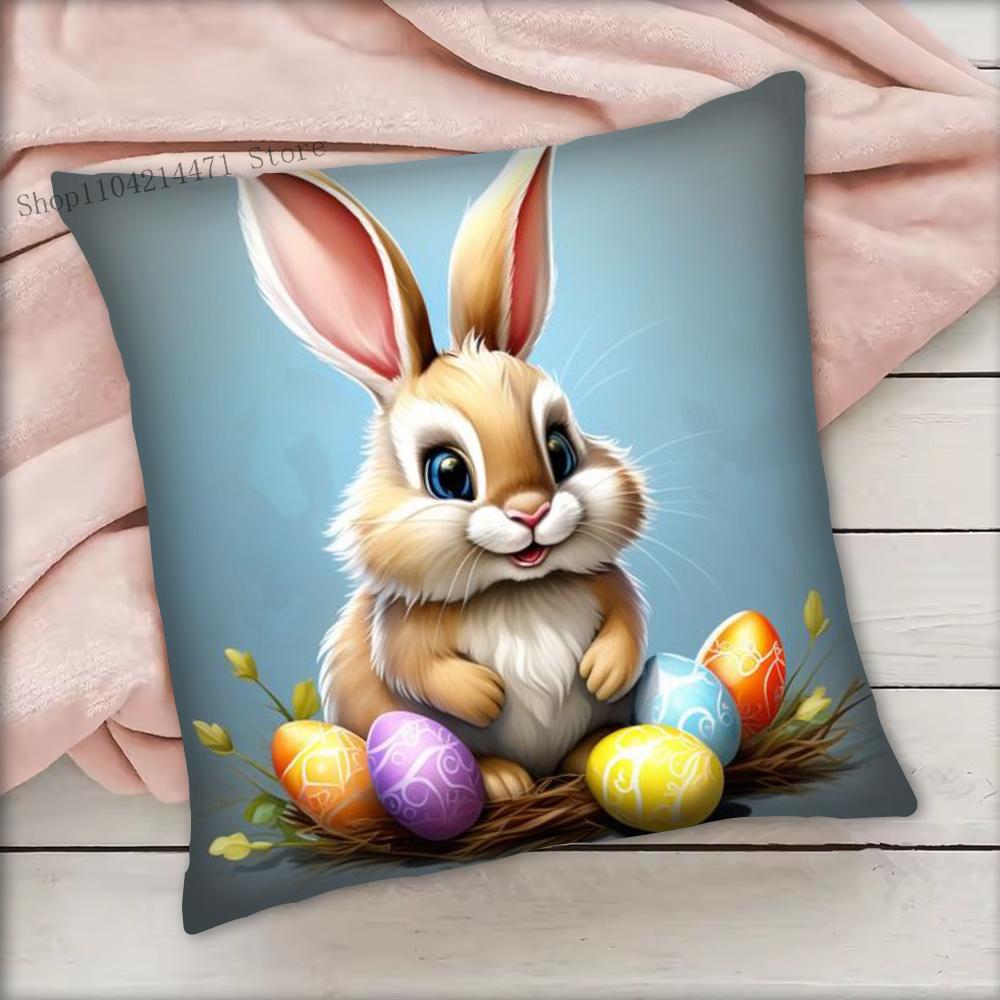 1pc Easter Puppy Cat Egg Pillow Case Square Bedroom Sofa Leisure Comfort Cushion Car Living Room Home Decoration