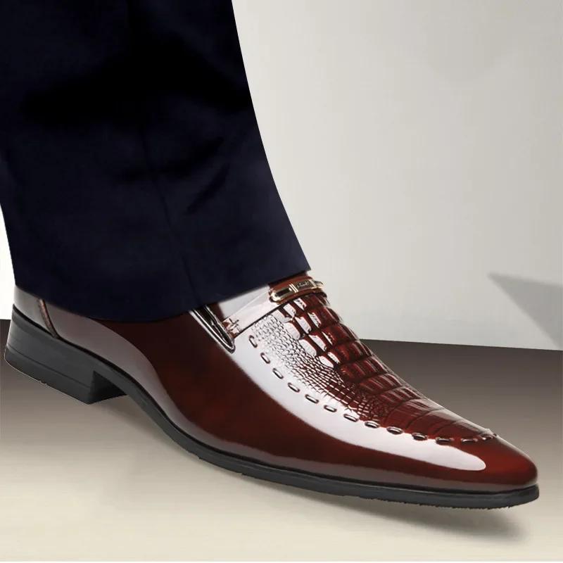 Men Classic Leather Shoes Business Pointed Toe Platform Loafers Work Men Dress Shoes New In Big Size