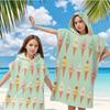 Süßes Kawaii Eis Kapuzen Strandtuch Flachdruck Minzgrün Surf Poncho für Damen Kinder Schnelltrocknend Bademantel Sommer Reise