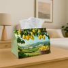 1pc Mediterranean Rustic Vintage- Elegant Tissue Box, Lemon Landscape Illustration-Door for Home, Party, Car, Kitchen, Dining Table, for Home Decor, S