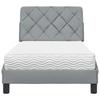 Bed With Mattress, Light Gray, 90X200 Cm, Upholstered
