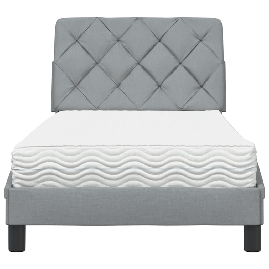Bed With Mattress, Light Gray, 90X200 Cm, Upholstered