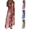 Women Dress Floral Print Large Hem Streetwear Elegant Spaghetti Strap Maxi Dress for Party