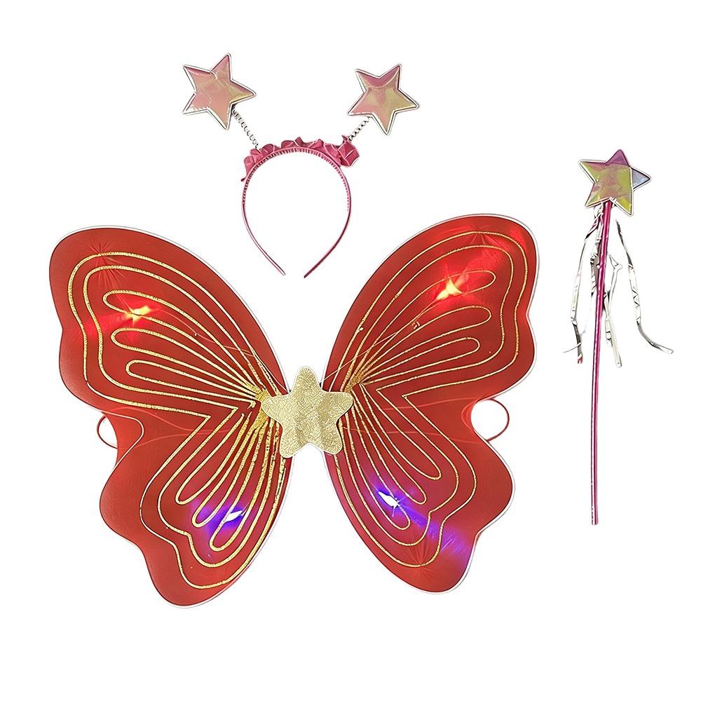 3Pcs/Set Sparkling Butterfly Wings Princess Hair Hoop Colorful Angel Wings Fairy Wand Butterfly Costume Wings