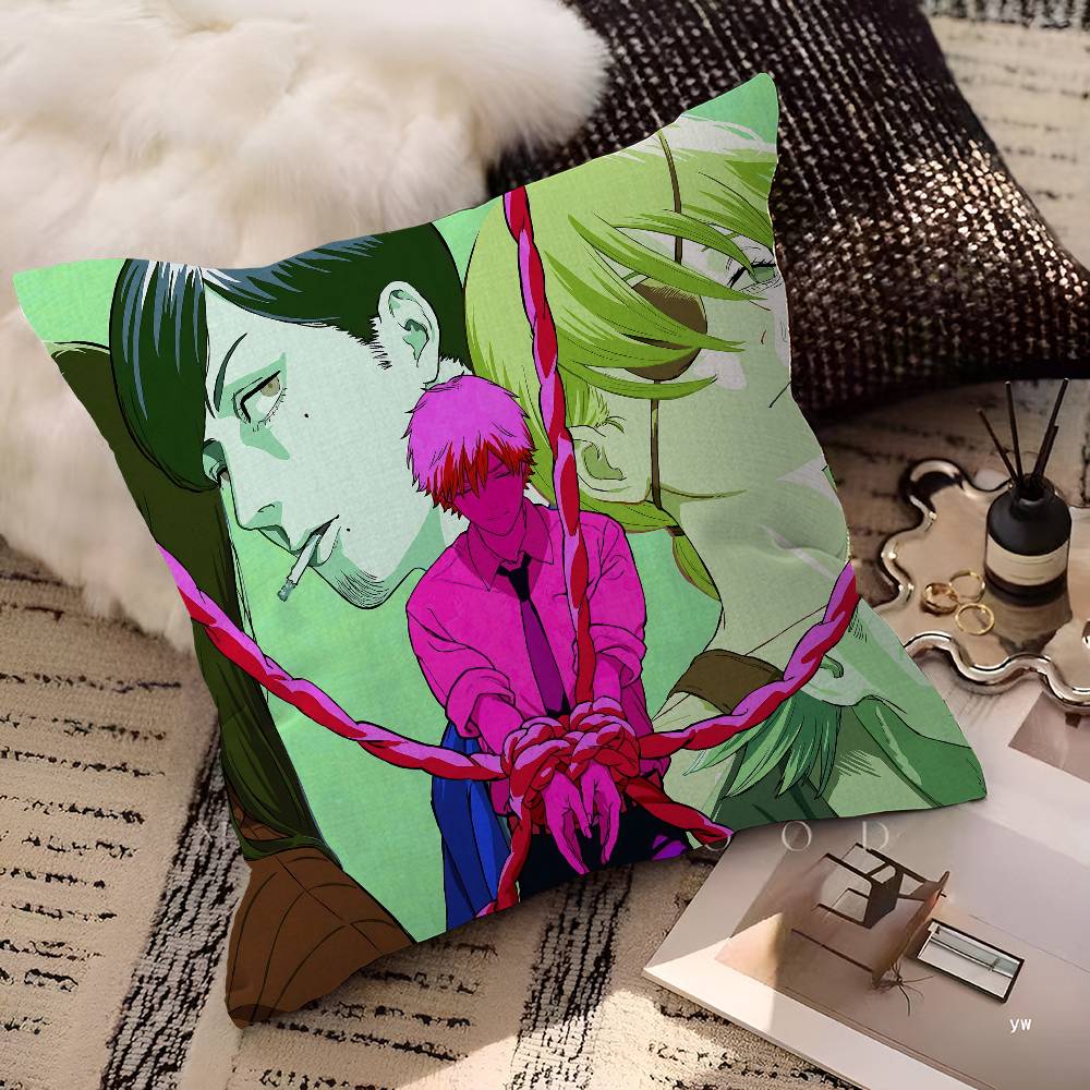 Anime CChainsaw MMan Cushion Cover Inches Farmhouse Decor Home Throw Pillow Covers For Couch Decorations