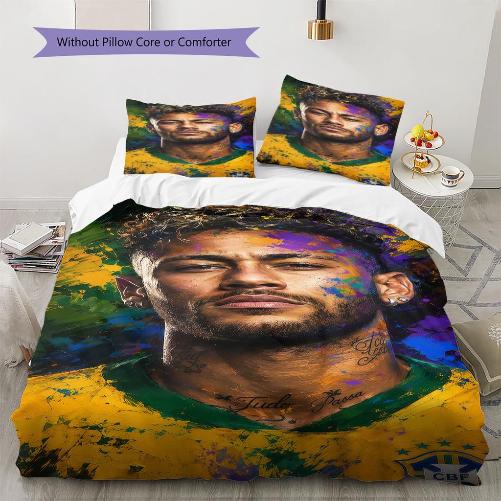 Σετ Κρεβατοκάμαρας με Σχέδιο Neymar Jr, Σετ Παπλώματος Κάλυμμα Παπλώματος Μαξιλαροθήκη Οικιακό Δώρο Γενεθλίων(1 * παπλωματοθήκη + 2 * μαξιλαροθήκη, χωρίς πυρήνα)