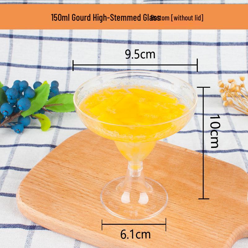 High-Stemmed Disposable Transparent Cup for Desserts, Pudding, Milkshakes, Mousse, Ice Cream, Red Wine, or Champagne.