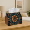 1pc Tissue Box Holder Features a Colorful And Detailed Mandala Design - A Versatile Napkin Dispenser Suitable for Home Gatherings, Car Decoration - A 