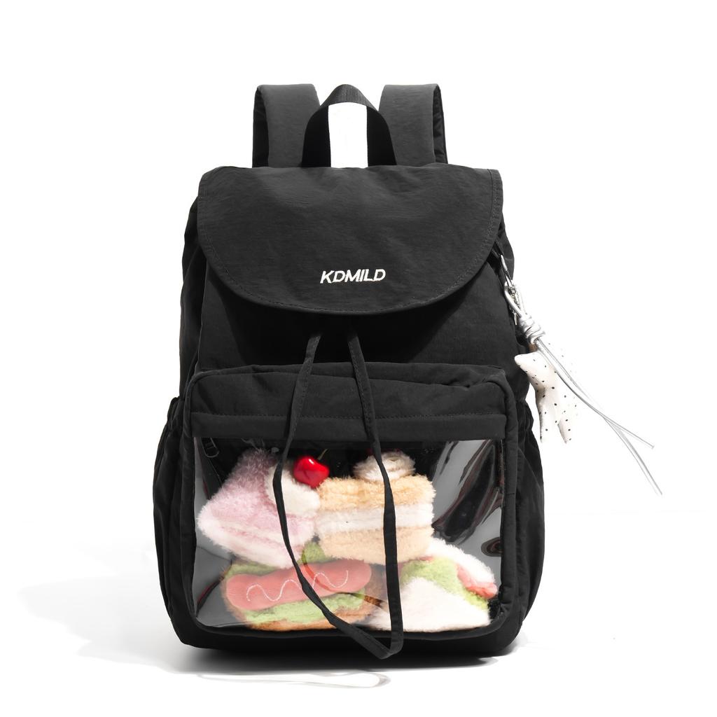 Schoolbag new Japanese contrasting color versatile backpack casual lightweight schoolbag transparent pain bag lightweight travel backpack