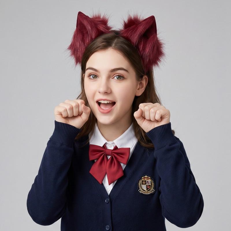 Rechargeable Plush Cat Ears Headband Detachable Electric Cosplay Costume Accessories