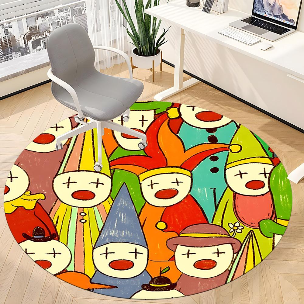 1pc Clowns Office Round Area Rug, Indoor Mat Suitable For Office, Under Office Chairs Bedroom Living Room Home Decor, Room Deco