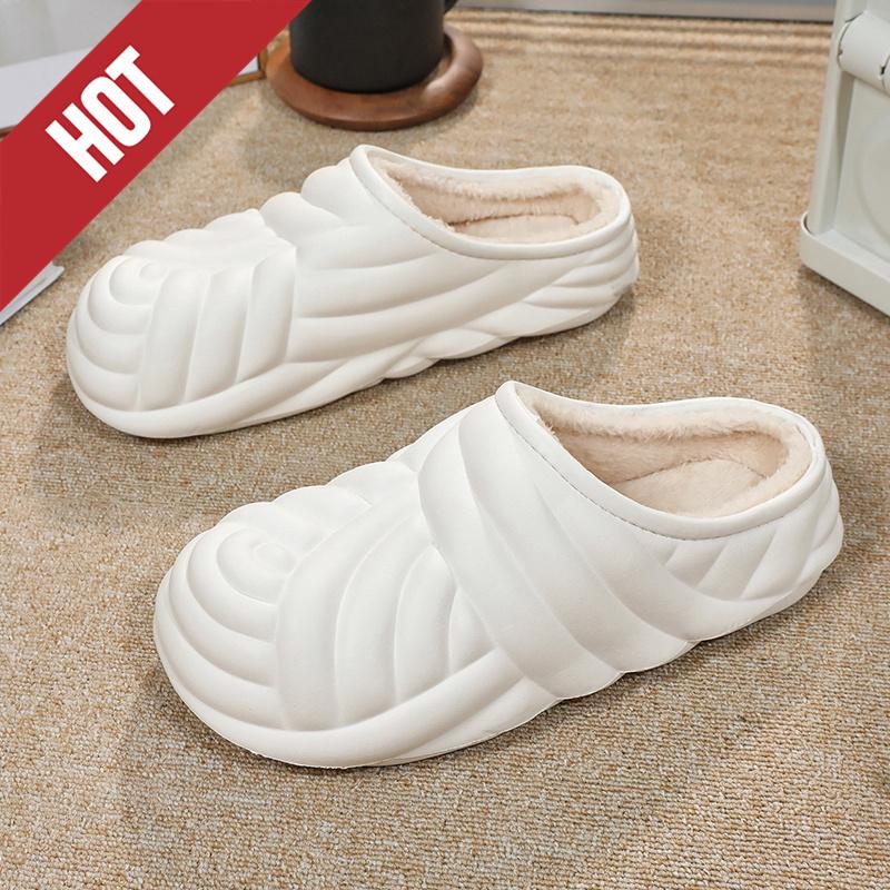 Mens Winter Slippers Waterproof Indoor House Shoes Big Size Warm Fur Plush Home Bedroom Slippers Slip On Concise Garden Shoes