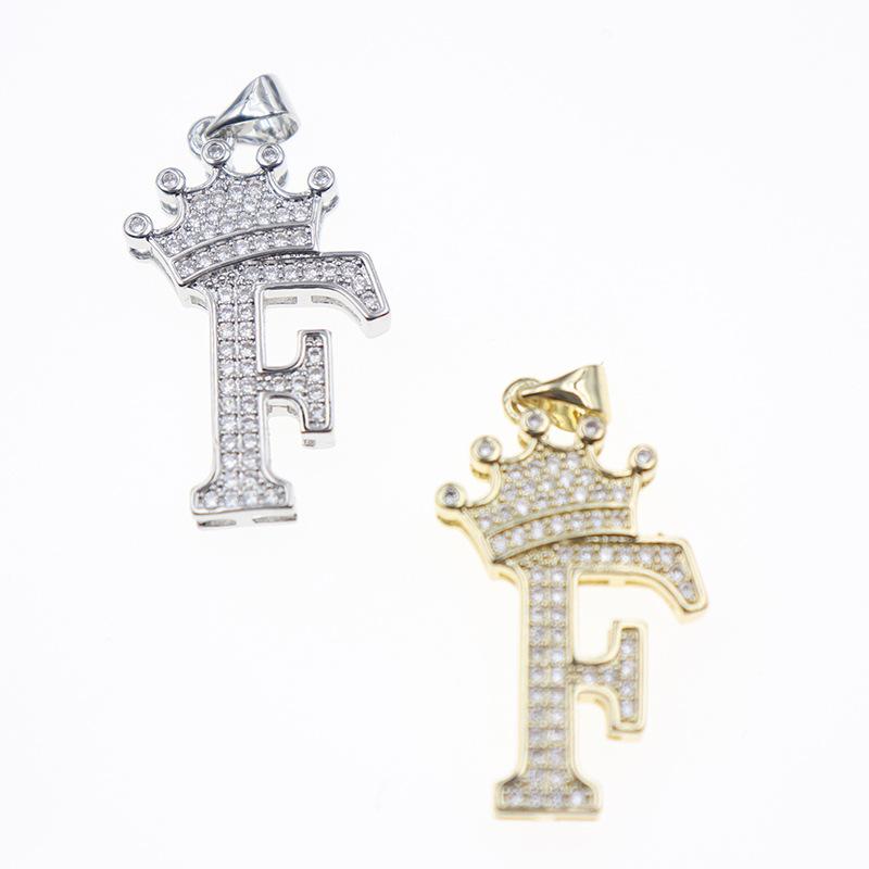 26 English Letters Women'S Letters Crown Pendant Necklace Zircon Pendant Jewelry