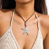 Simple Personality Starfish Conch Ocean Pendant Suede Rope Chain Necklace for Women Summer Beach Retro Bohemia Jewelry Gift