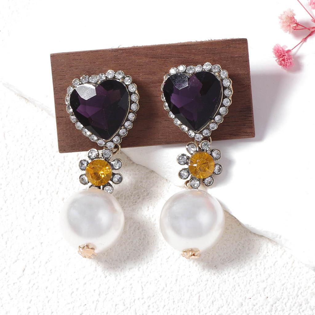 ZA personalized retro fashion light luxury glass rhinestone imitation pearl women's earrings party banquet exquisite and unique style