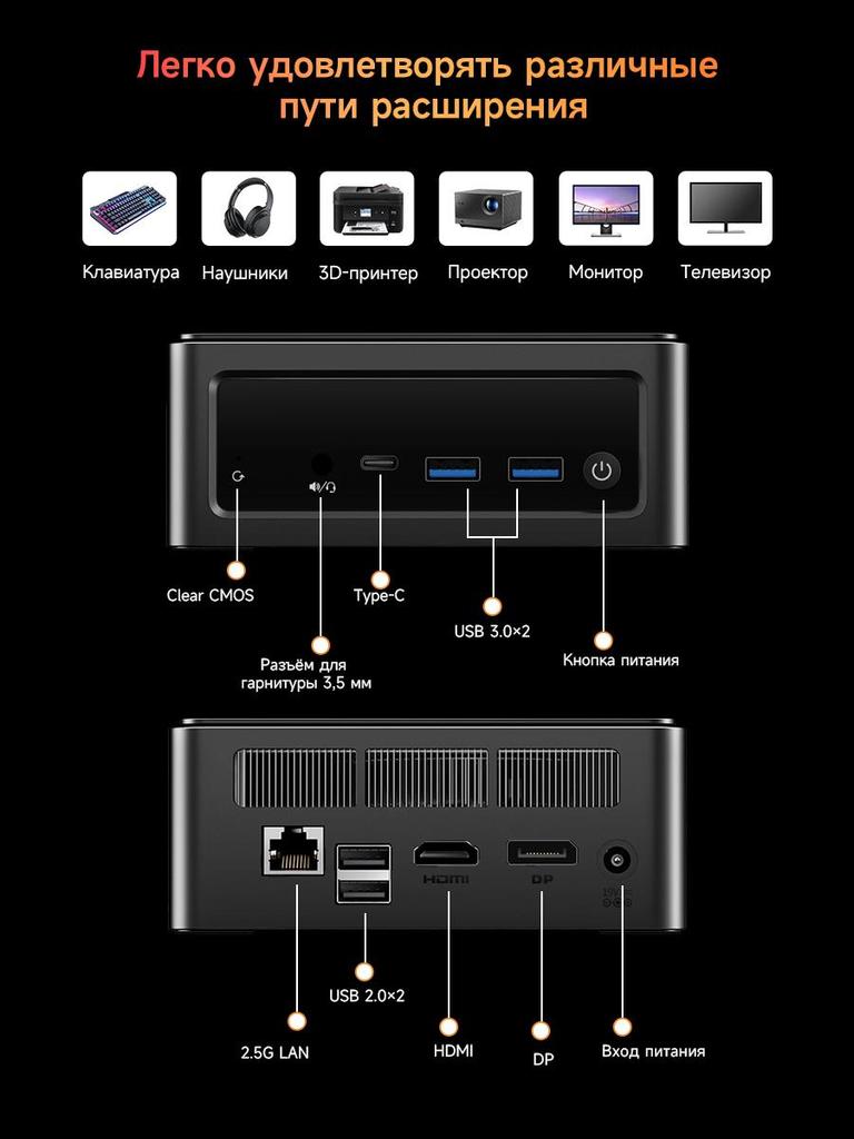 Mini Pc BMAX B8A Power 32G+1T SSD AMD Ryzen 5 7430U Type-C (full Features)
