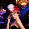 Lightweight Masquerade Costume Accessory Indian Sultan Hat, Shiny Sequins Feather Plume Cap, Novelty Arabian for Stage Shows Prince Hat Dress