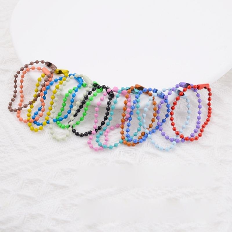 Pack of 100 Assorted Color Beaded Chains Stylish Keychain Accessory Colorful Small Ball Beads Chain with Connectors