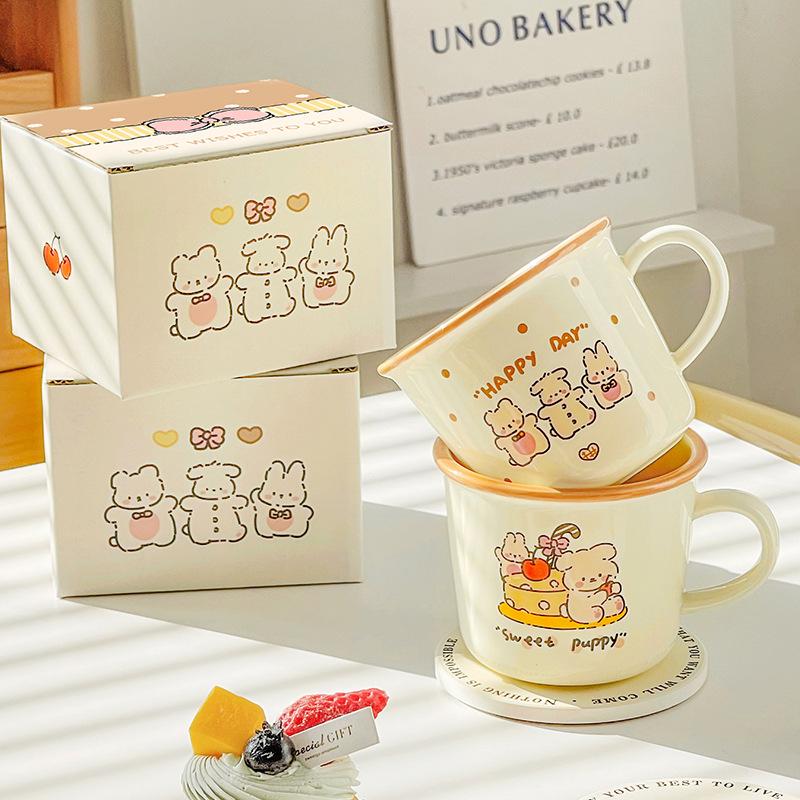 Single Cup Cute Cartoon Moon Rabbit Ceramic Cup Birthday Gift Mug Girl Water Cup Breakfast Cup Souvenir