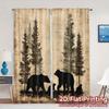 2pcs   2D FLAT PRINTING Curtains (Without Rod) BearFamilySilhouettes Print Popular Curtains Fabric Curtains Thermal Insulation