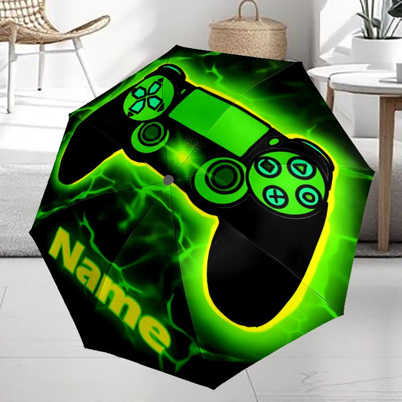 Custom Name Game Controller Theme Automatic Umbrella, Lightweight & Portable, 8 Rib, Perfect for Outdoor Travel, Birthdays, Christmas, Gifts.