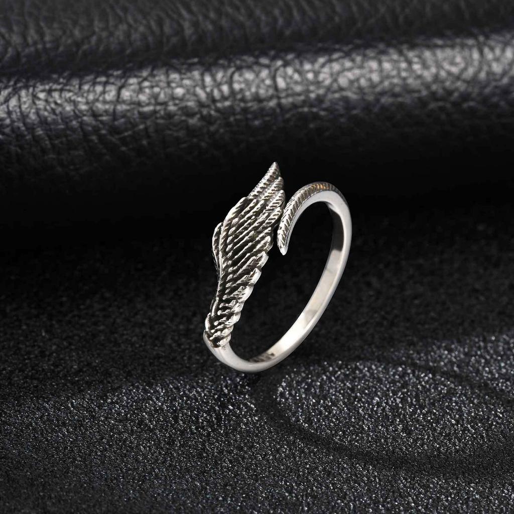 Retro Wings Ring for Men,Gothic Devil Wings Adjustable Metal Ring,Punk Hip Hop Jewelry Gift