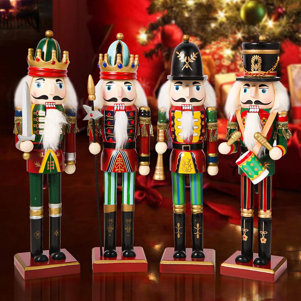 Christmas Nutcracker Ornament 12 inch Traditional Painted Wooden Nutcracker Soldier Doll Nutcracker Figures Holiday Party Tabletop Christmas