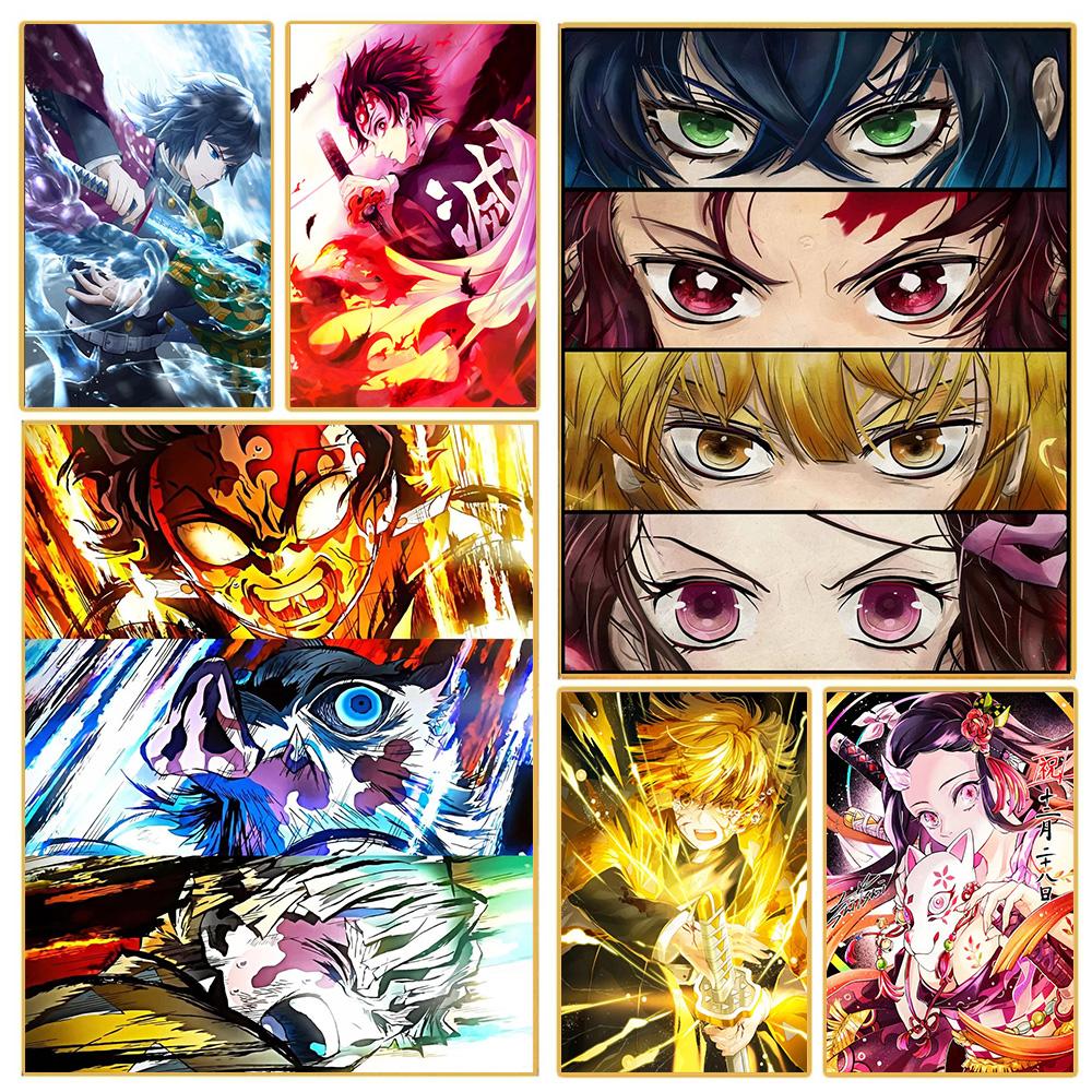 Japonské horkokrevné bitevní anime Demon Slayer Tisky Plakát Plátno Obraz Moderní Nástěnné Umění Obraz Obývací Pokoj Ložnice Domácí Dekorace