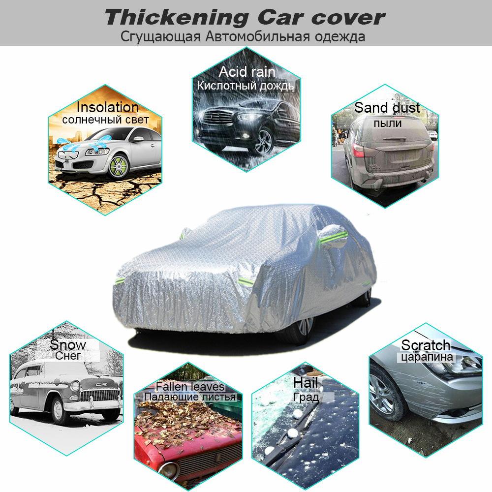 Universal 3 Layer Car Cover Waterproof All Weather UV Protection Windproof Outdoor Full Car Cover Fit Hatchback Sedan SUV MPV