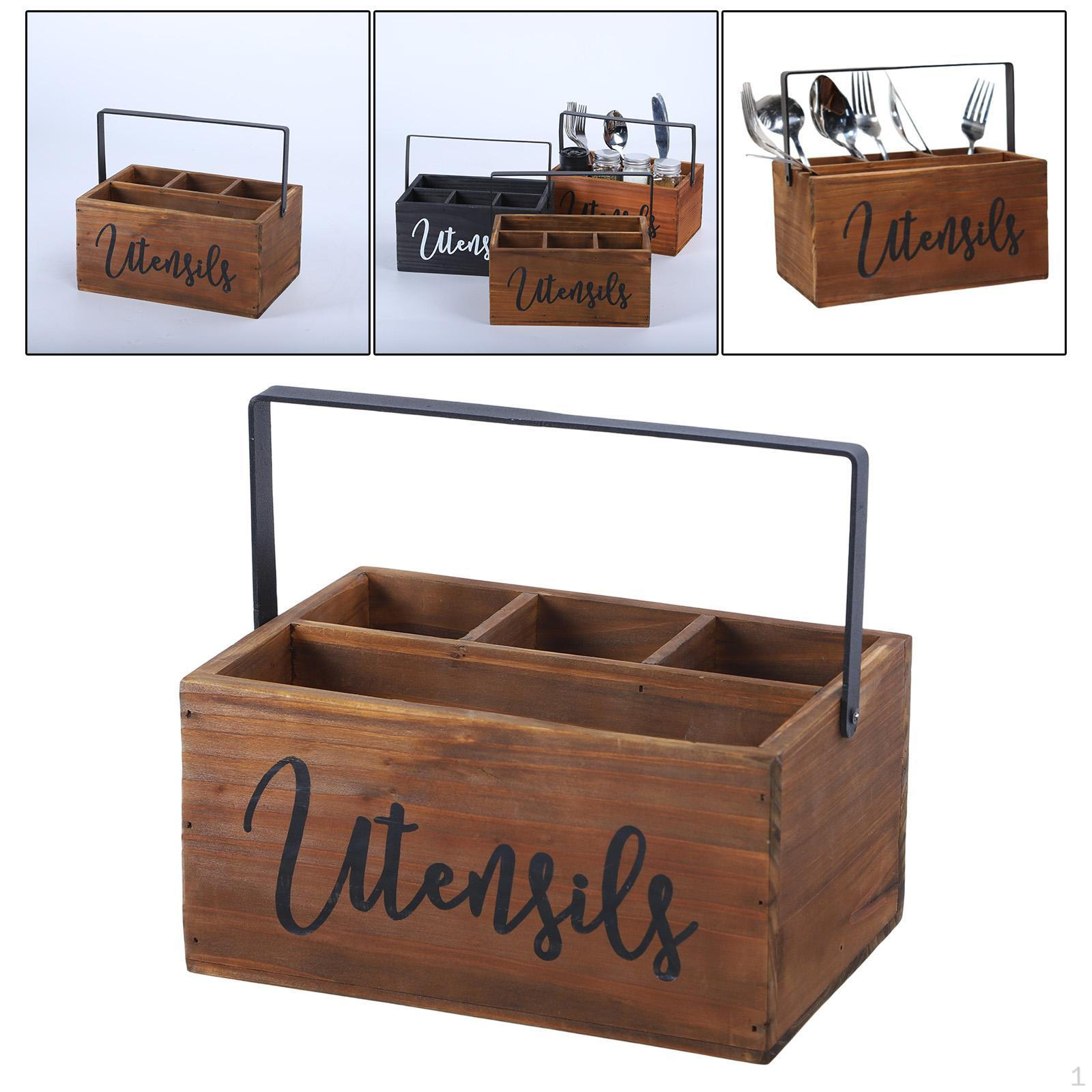 

Настольный держатель для кухонной утвари с отделениями для вилок и ложек коричневый