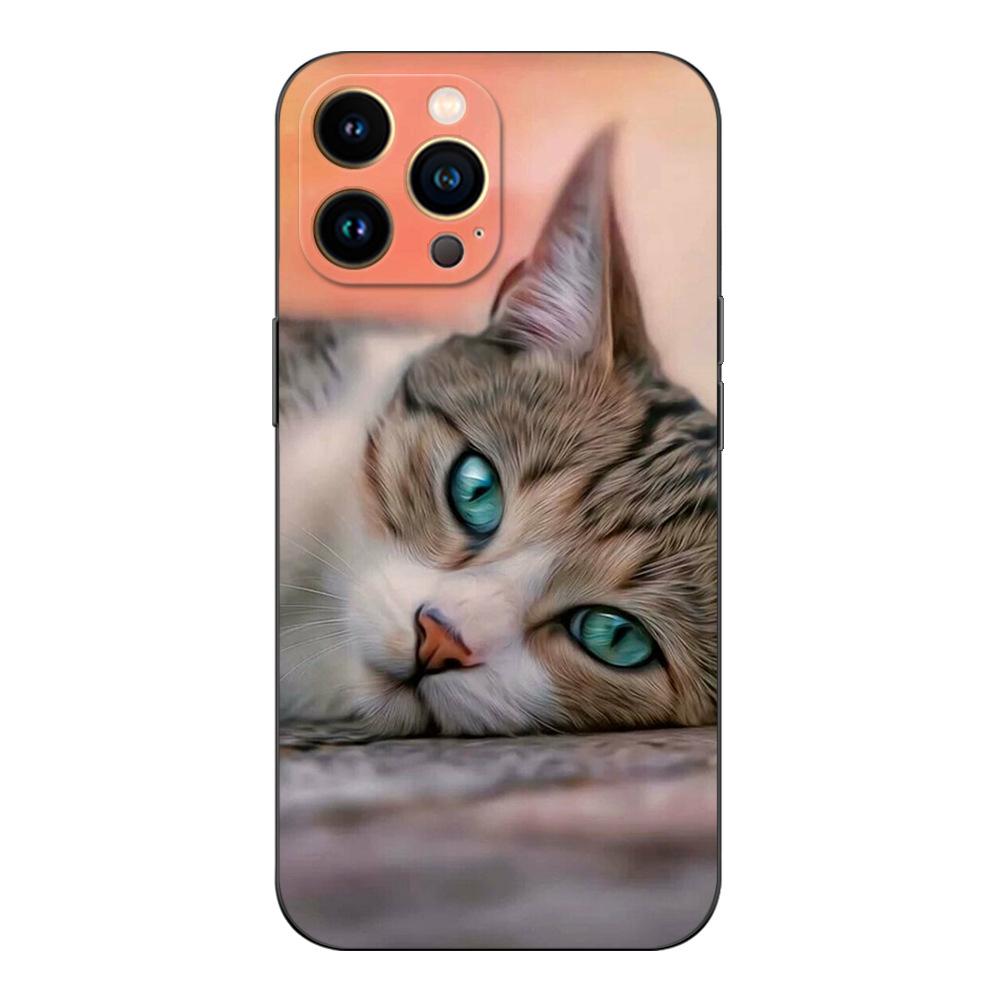 

Подходит для iPhone16Pro Новый чехол для мобильного телефона X Европейский и Американский персонализированный чехол для мобильного телефона с изображением животных, кошек, волков и собак 16plus