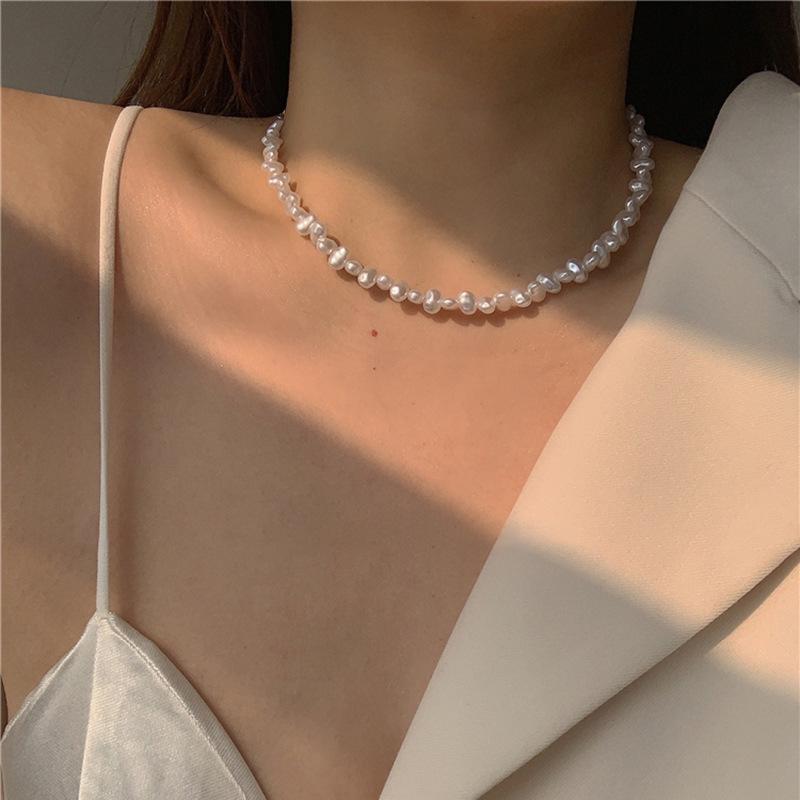 Französischer Barock Unregelmäßige Wassertropfen Perlenkette Leichter Luxus Elegant Temperament Schlüsselbeinkette Vintage Vielseitige Halskette Frauen