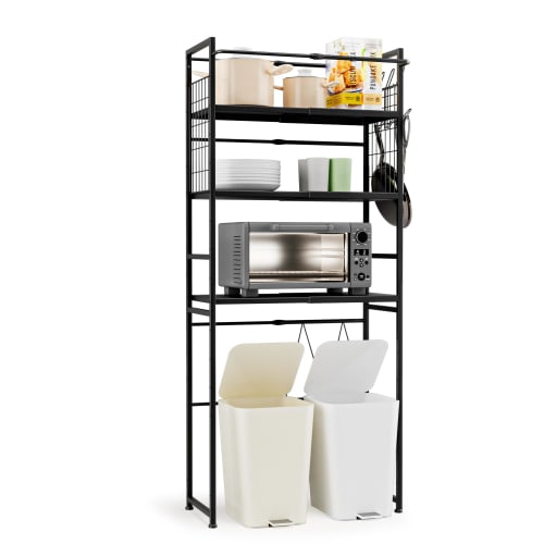 

LORAK Over-the-Trash Can Rack, Kitchen Shelf, Adjustable Width, Left and Right, Top and Bottom, Dish Rack, Laundry Storage, Over-the-Refrigerator Rack