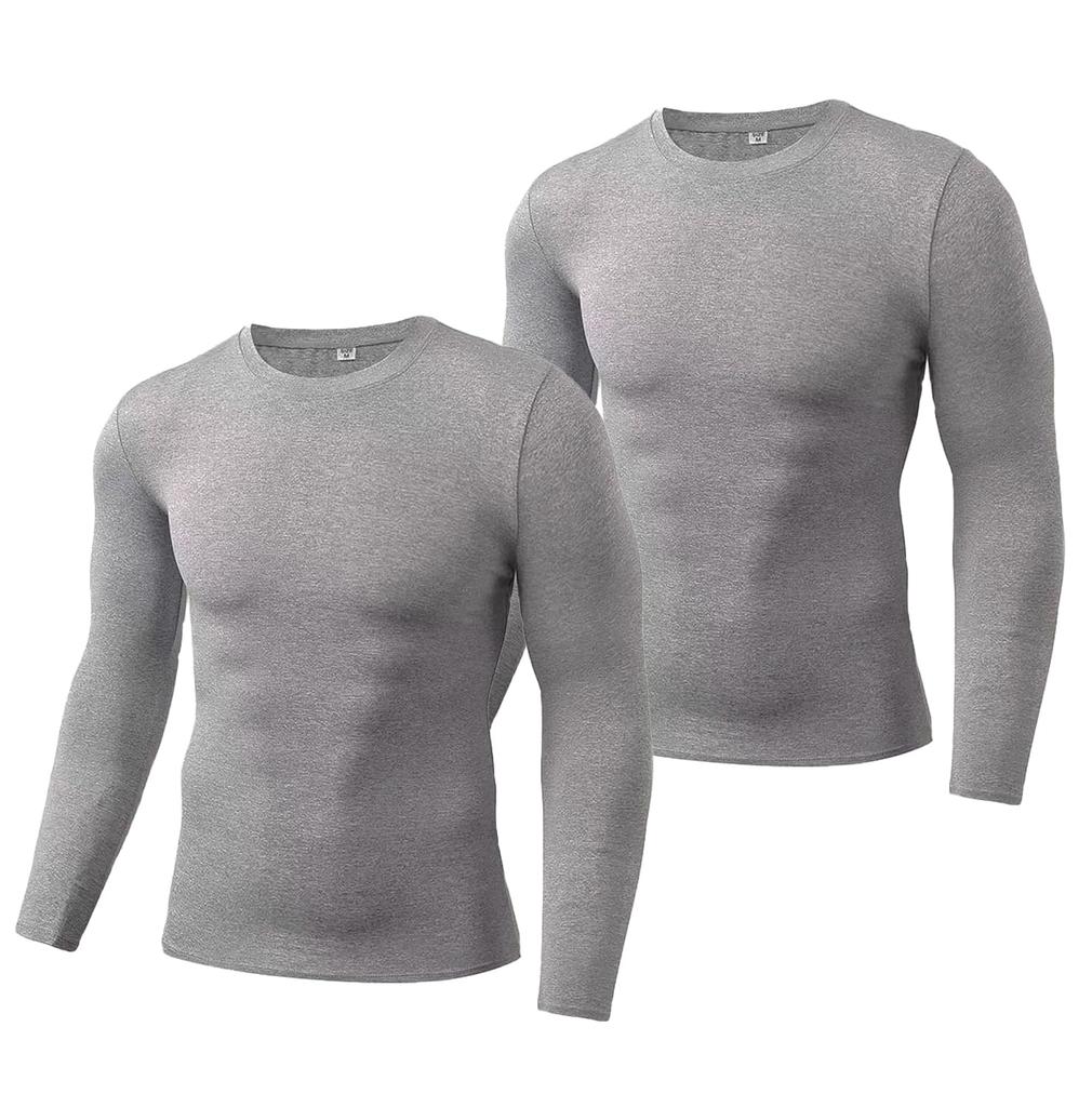 XiXiV Compression Long Sleeve Compression Stretchy Cooling for and Winter Wear, Men's Shirts, 2-Pack, Undershirt, Innerwear, Sweat-Wicking,