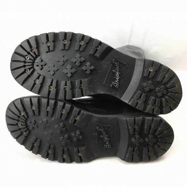 Made in England gripfast Steel Toe Long Boots Size Approx. 24.025.0 Black Lace-Up Rock Style(USED)