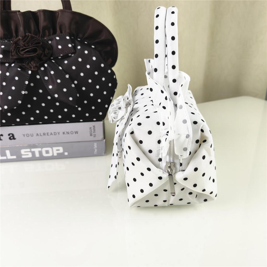 Korean Style Polka Dot Fabric Bow Bag – Black & White, Small, Casual, Versatile Purse for Phone & Coins (2026 Edition)