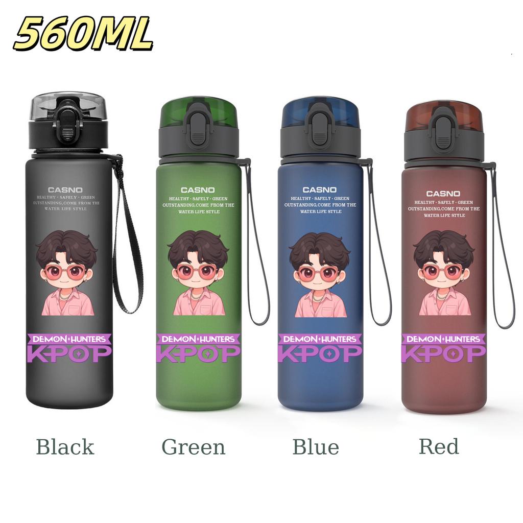 560ML KPop Demon Hunters Plastic Cartoon Pattern Water Cup Tall Superior Quality Children Outdoor Sports Drinking Water Bottle Birth Date Present