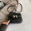 High Value Foreign Style Small Bag Women's 2025 Autumn New Popular Solid Color Messenger Bag Fashion Bow Small Square Bag