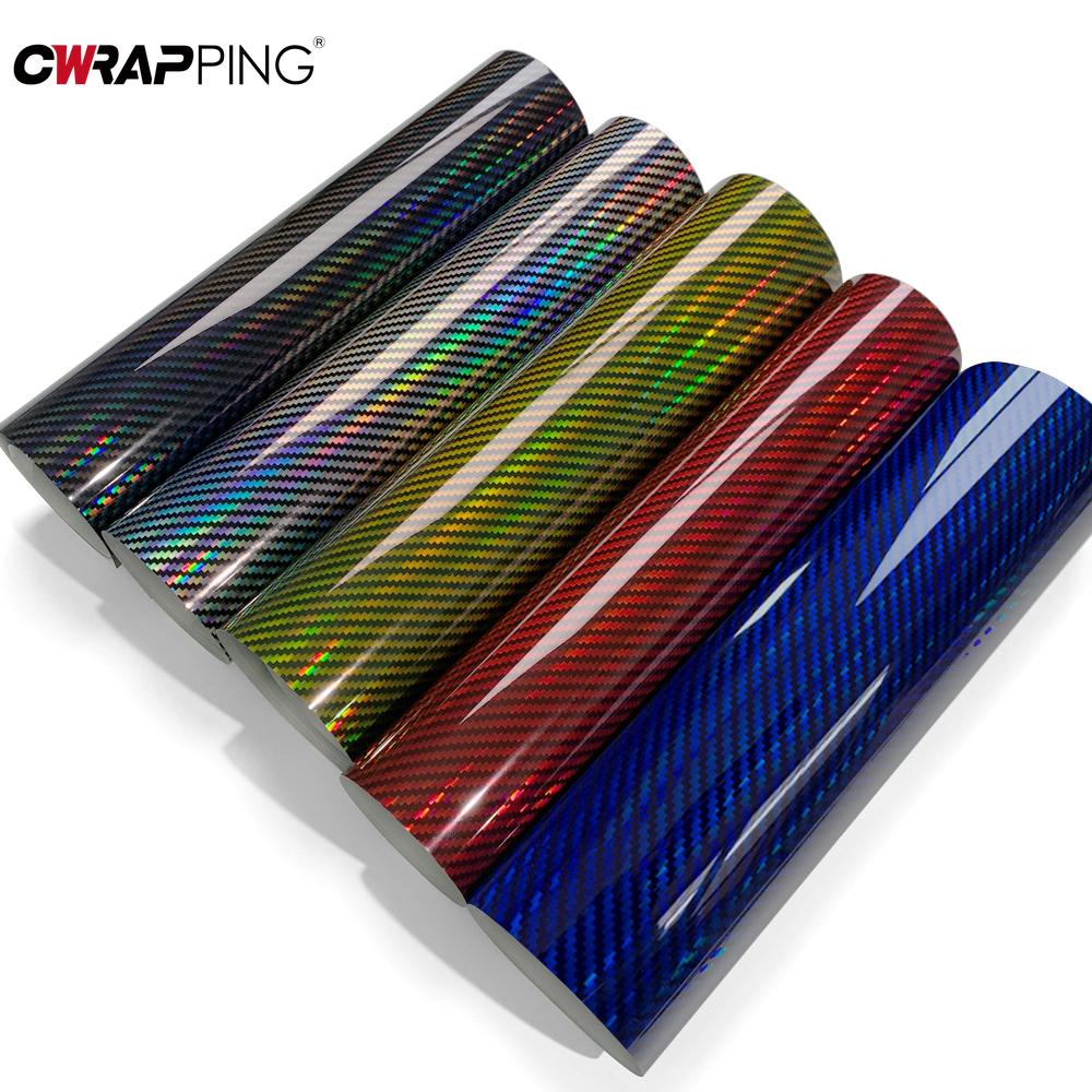 Glossy Laser Carbon Fiber Vinyl Wrap Laser Car Stickers Waterproof Self Adhesive Film Stickers for Motorcycle Car Accessories