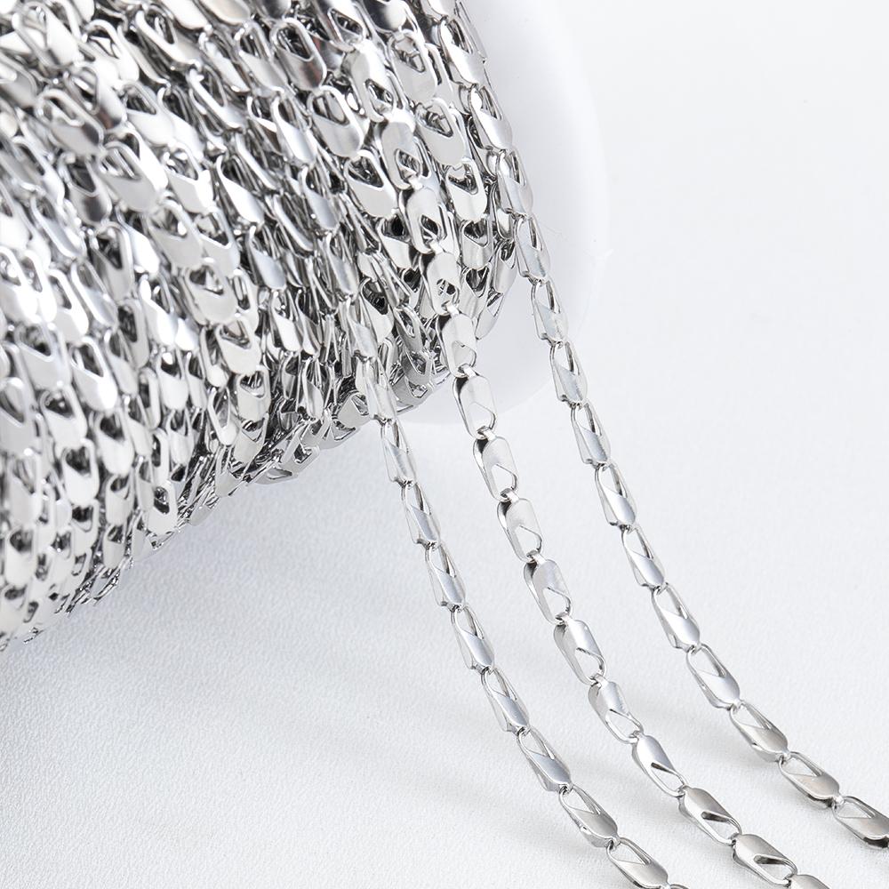 No Fade 1meter Stainless Steel Thin Flat Link Chain Gold&Silver Color Chain for DIY Necklaces Bracelet Jewelry Making Wholesale