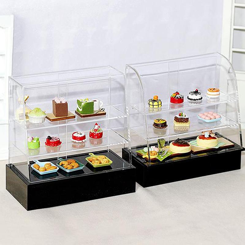 1:12 Miniature Cake Counter Wooden Showcase Cabinet Dollhouse Fruniture Decor