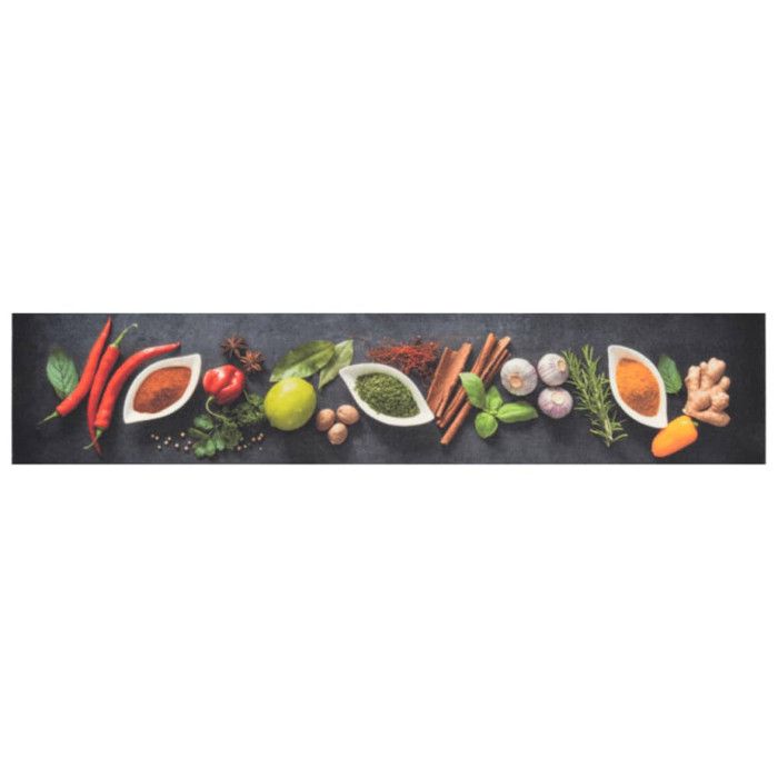 VidaXL Tapis de cuisine lavable impression d'épices 60x300 cm velours 136542