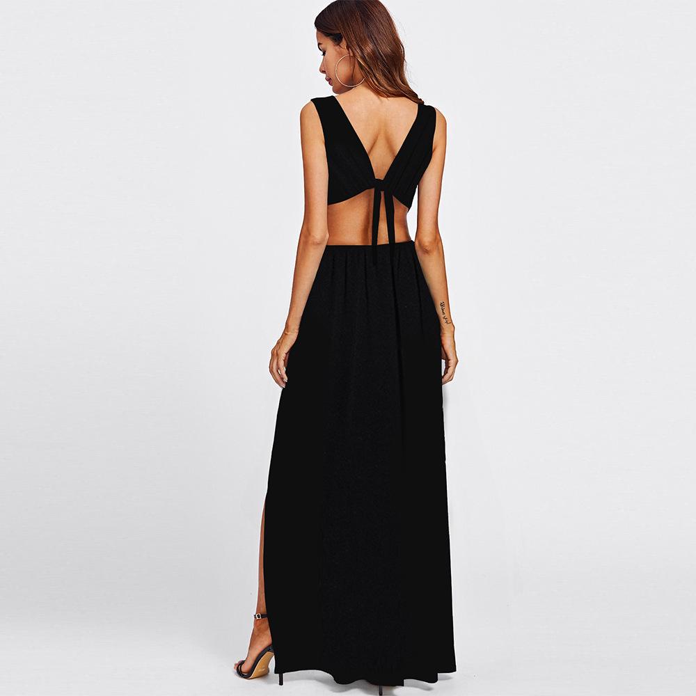 K8986 Chic Backless Strappy Slit Dress