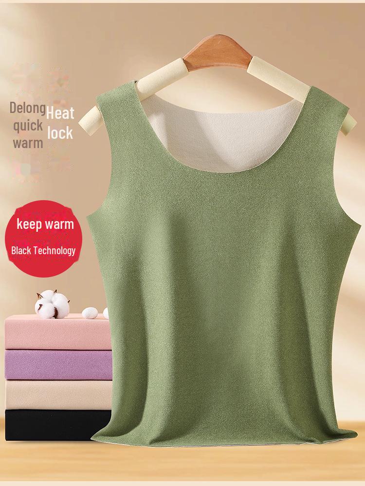 Women's German Velvet Self-Heating Thermal Vest: Double-Sided Brushed, Seamless, Solid Color, Thick, Autumn/Winter