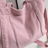 Casual Corduroy Shoulder Bag Solid Color Crossbody Bag Portable Canvas Tote Bag  Women