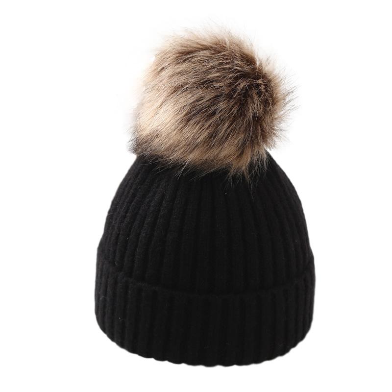 Winter Kids Knitted Hat Beanie For Baby Infant Girls Boys Warm Pure Color Thickened Ball Newborn Photography Autumn